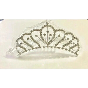 Clear Rhinestone SilverTone Metal Comb Hair Tiara DT0627